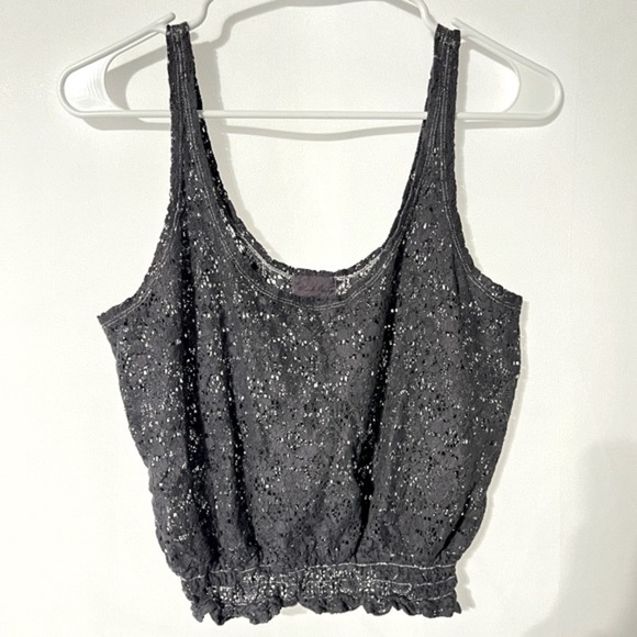 Black Poppy Boho Lace Crop Tank Top in Size Small - Picture 5 of 6